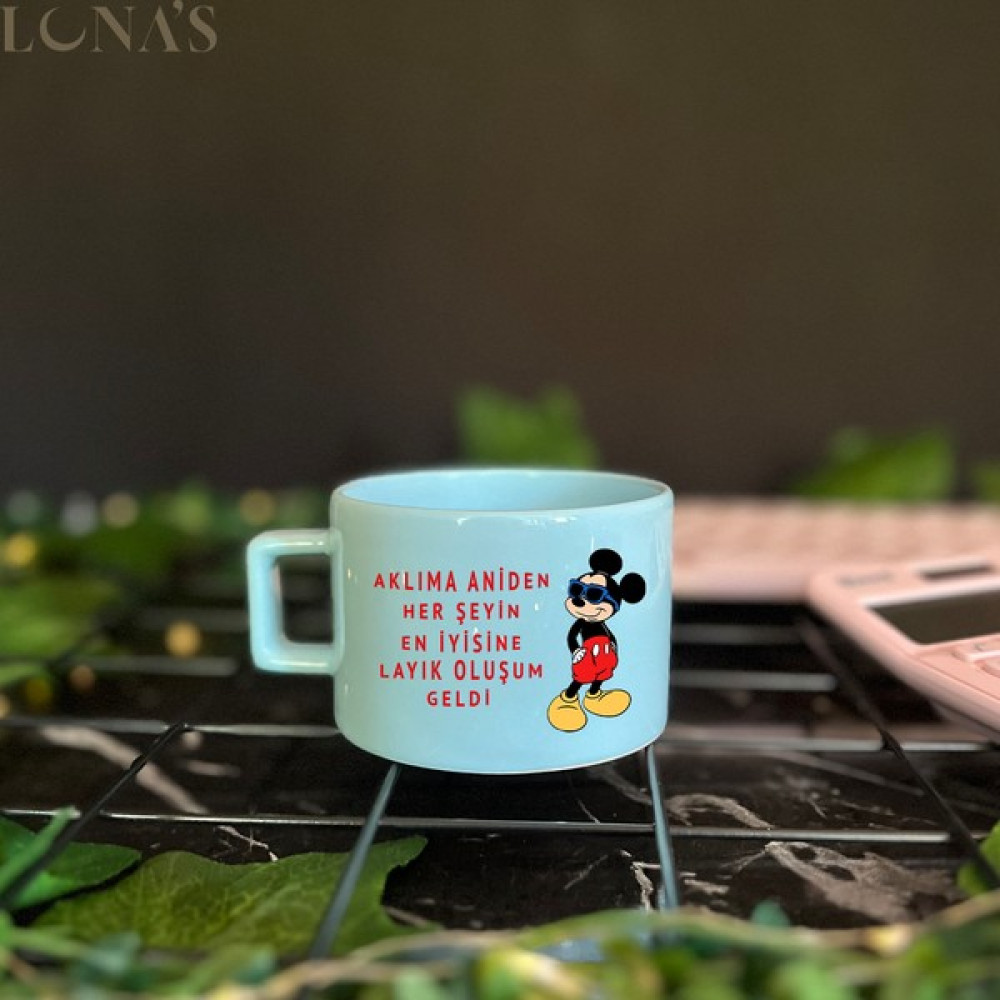 Lunas Store Mickey Mouse Tasarımlı Komik Kupa Bardak - Antrasit - Beyaz Fincan / Bardak / Kahve Takımı Fiyatı