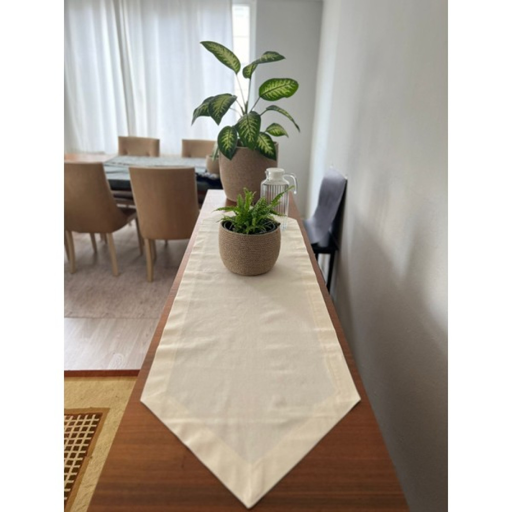Lund Home Ekru Sivri Uçlu Ham Keten Pamuk Runner 40*140 - 40 x 140 cm Masa Örtüsü Fiyatı