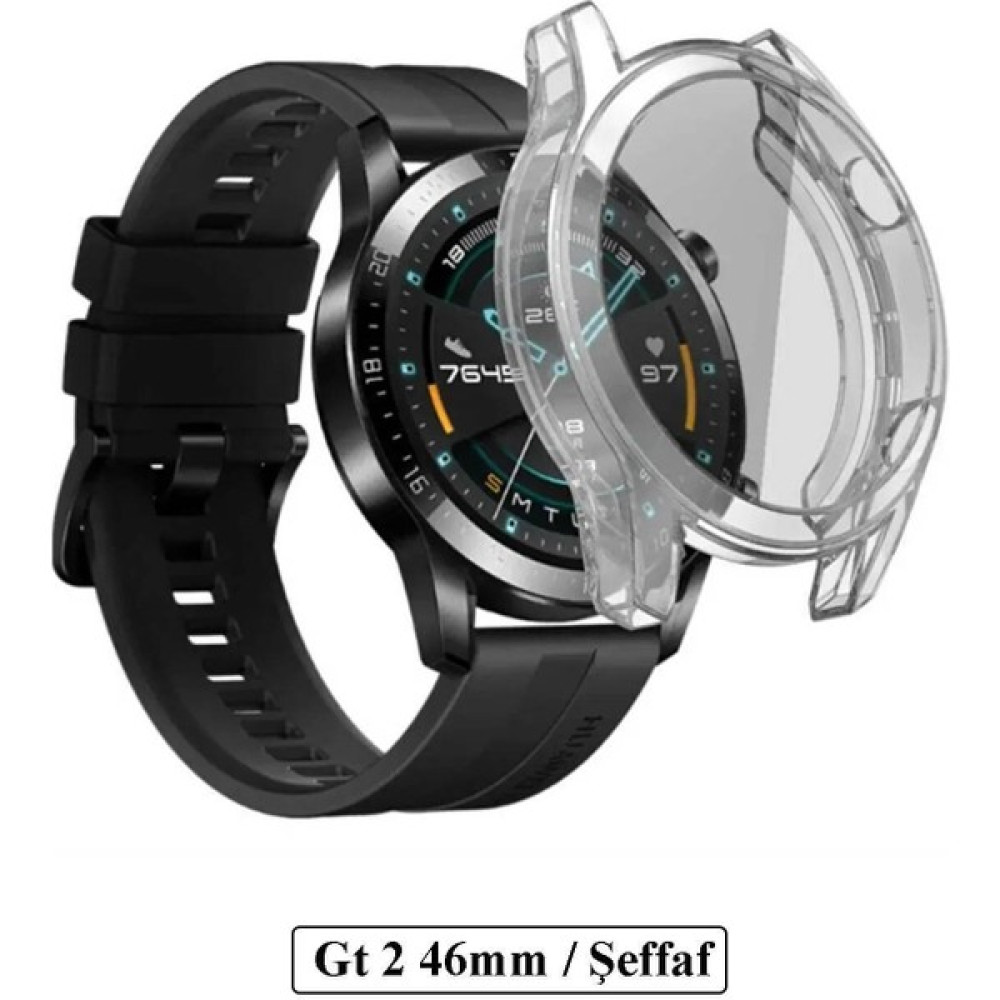 Lunexves Huawei Watch Gt2 46MM Uyumlu Ekran ve Kasa Koruyucu Kılıf - Şeffaf Giyilebilir Teknoloji Aksesuarları Fiyatı