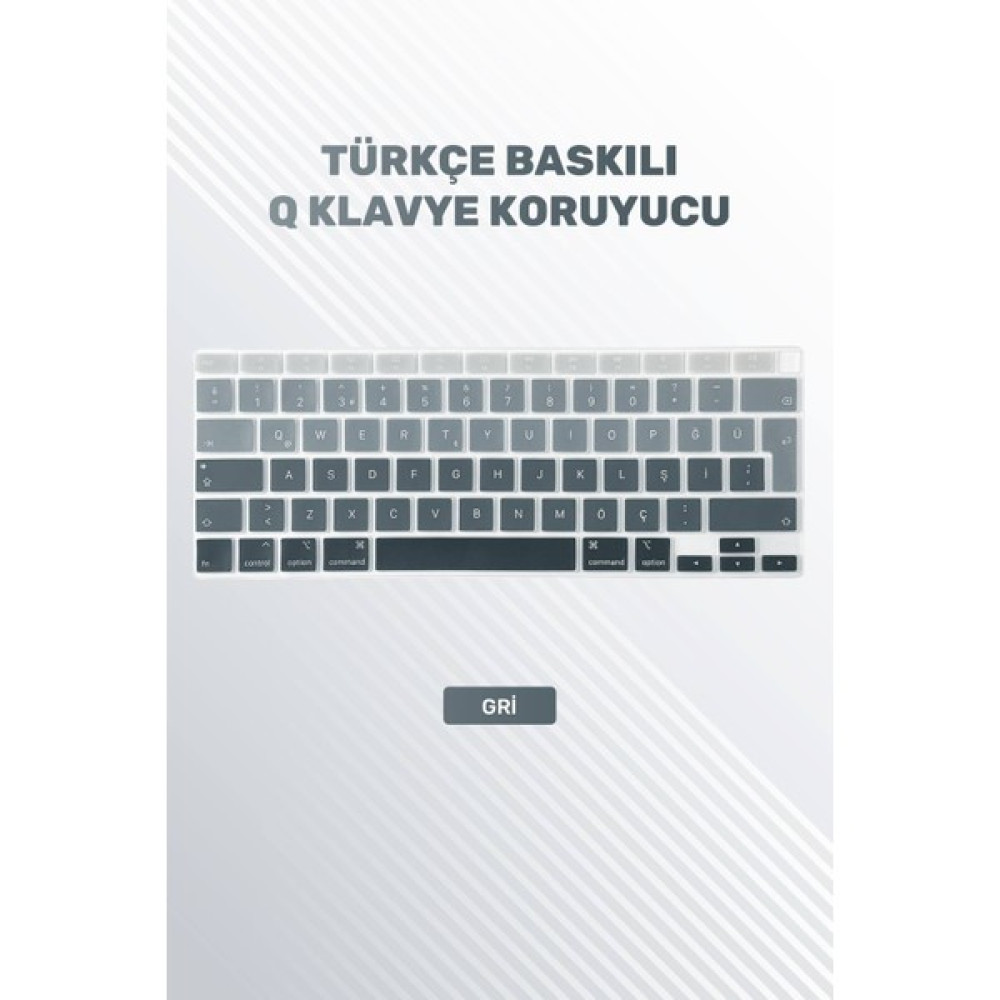 Lunexves Macbook Air 2020 13 Inc M1 A2337 / A2179 Uyumlu Türkçe Q Klavye Slim Klavye Koruyucu Kılıf - Gri Tablet Kılıfı Fiyatı