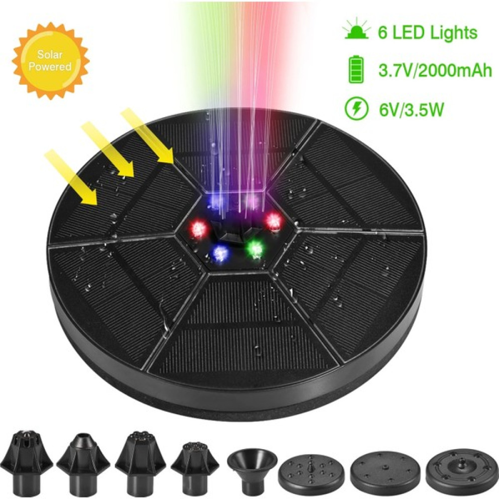 Luoditong Shop 6V 3.5W Tarzı Güneş Enerjili Su Çeşmesi Pompası Renkli LED Işıklar Yüzer Bahçe Çeşmesi Pompası Yüzme Havuzları Gölet Çim Dekoru (Yur... Dekoratif Bahçe Ürünleri Fiyatı