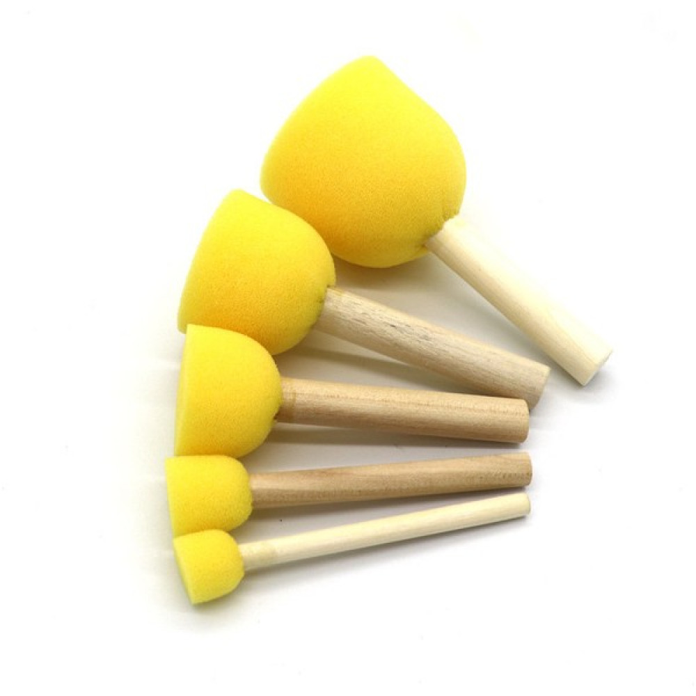 Luoxinguo 5 Adet Set, 5sünger Köpük Fırça Çocuklar Için Ahşap Saplı Sünger Fırça, 4 Bıçak, Sanat Boyama Için Sünger, Diy Oyuncak Malzemeleri (Yurt ... Fırça Fiyatı