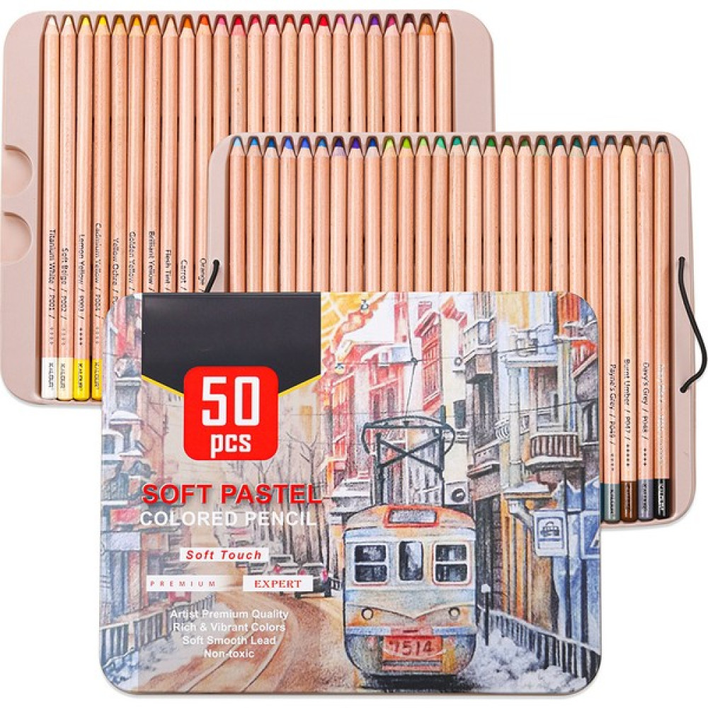 Luoxinguo 50 Renk Seti Xsyoo Premium 50 Adet Yumuşak Pastel Renkli Kalem Seti Ahşap Cilt Pastel Renkli Kalemler Çizim Kroki Kalem Seti Sanatçı Yazm... Tükenmez Kalem Fiyatı