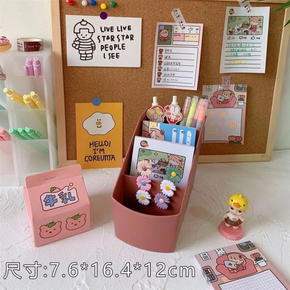 Luoxinguo B Kawaii Saklama Kutusu 4 Gird Masa Üstü Organiser Kalemlik Makyaj Aksesuarları Masası Kozmetik Fırça Depolama Rafı Göz Farı Bandı (Yurt ... Ofis Seti Fiyatı