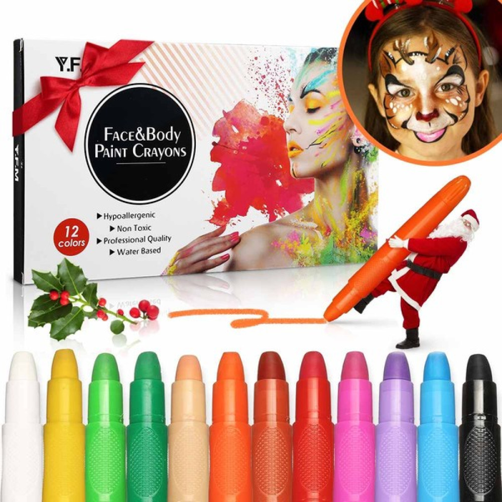 Luoxinguo Çanta ile 16 Renk 12 Renk Yüz Boyama Seti Makyaj Mum Boya Kalemi Çocuk Partisi Noel Cadılar Bayramı Vücut Boya Çizim Yıkanabilir Graffiti... Pastel Boya Fiyatı
