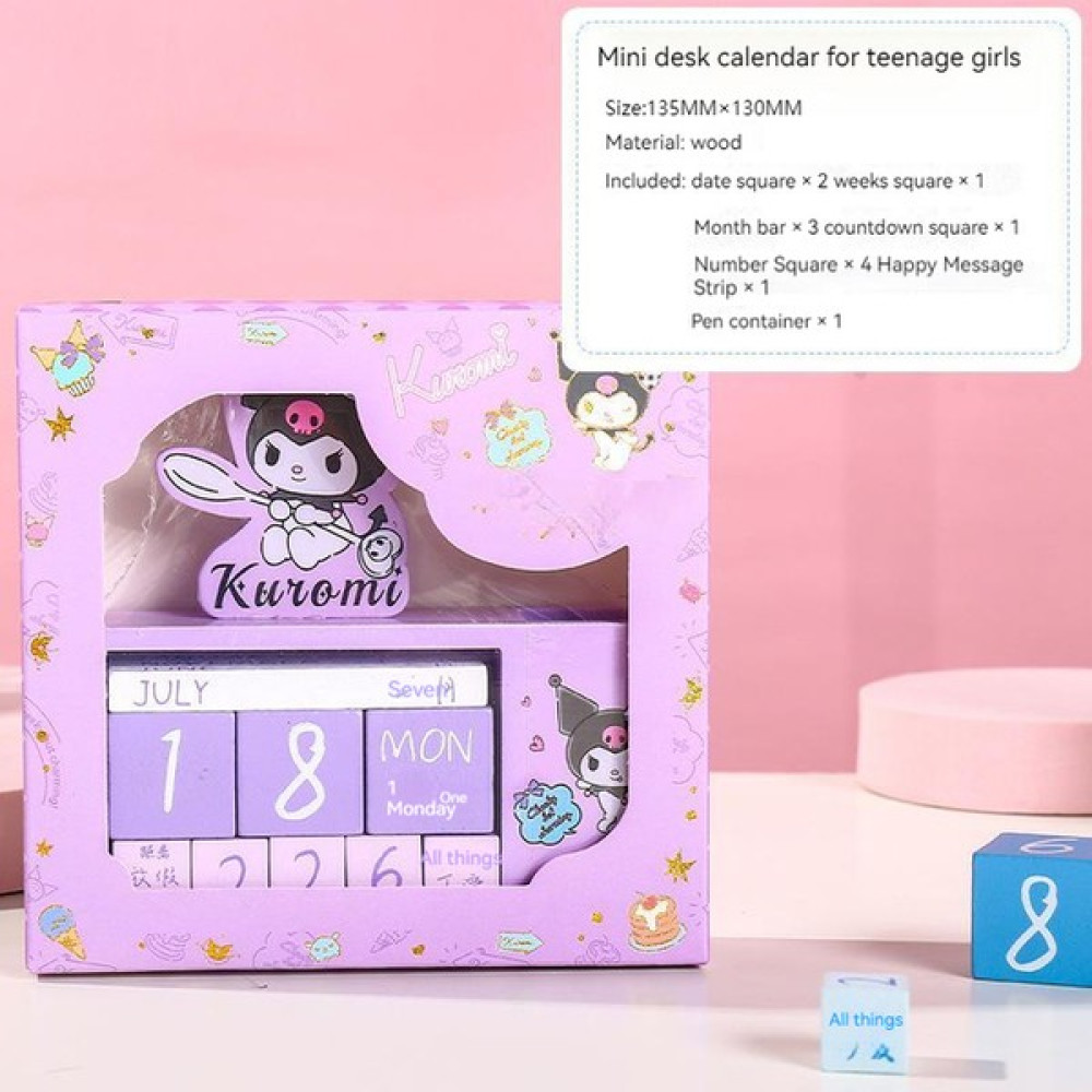 Luoxinguo Kuromi Sanrio Ahşap Yaratıcı Sevimli Masaüstü Süsler Takvim Kalemlik Geri Sayım Çok Fonksiyonlu Ofis Mini Küçük Masa Takvimi (Yurt Dışından) Takvim Fiyatı