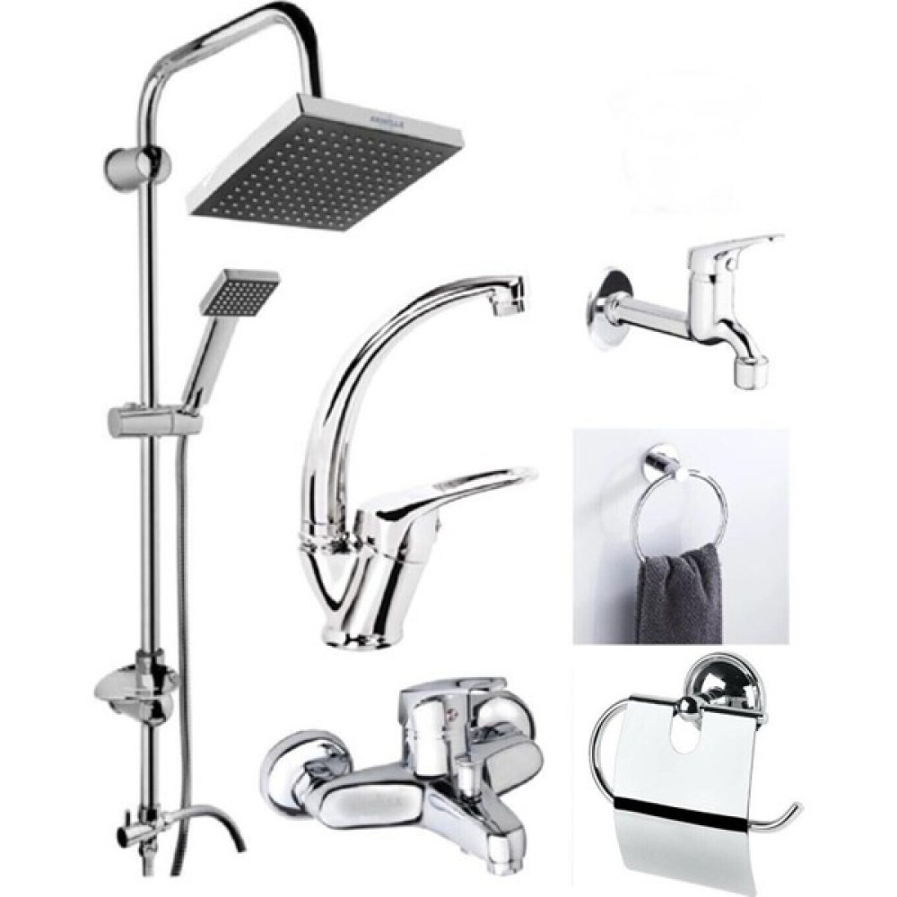 Lupobianco 6'lı Set Duş Robotu Banyo Bataryası Lavabo Bataryası Havluluk Peçetelik Musluk Bataryalar & Musluklar Fiyatı