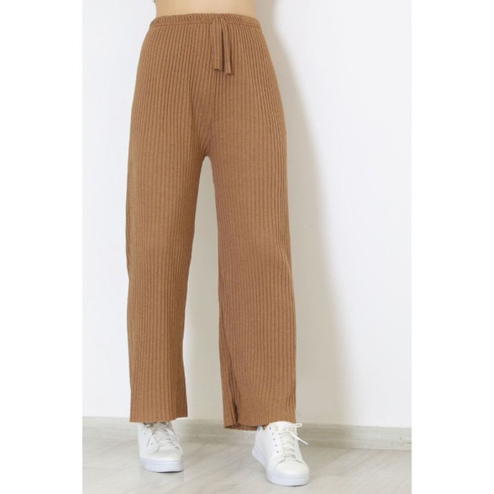Lurex Fitilli Pantolon Sütlü Kahve1 - 8337.1567. Kadın Eşofman Fiyatı