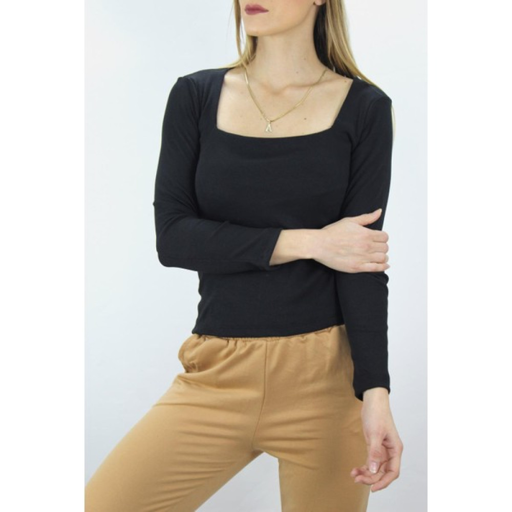 Lurex Kare Yaka Bluz Siyah - 121.345 Bluz Fiyatı