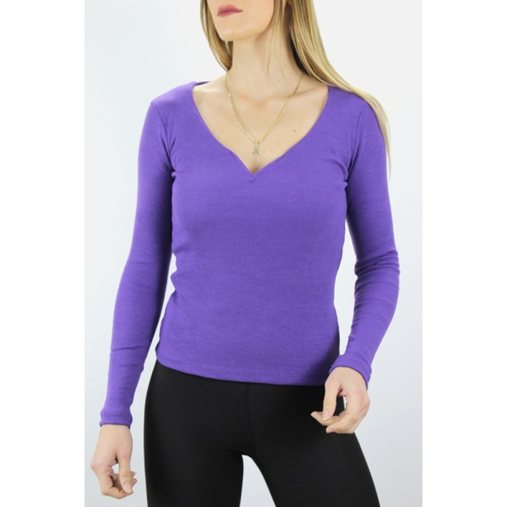 Lurex V Yaka Klipsli Bluz Mor - 117.645 Bluz Fiyatı