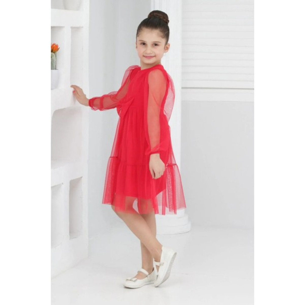Lusana 30355-0 Papyonlu Tüllü Elbise Kız Çocuk Elbise Fiyatı