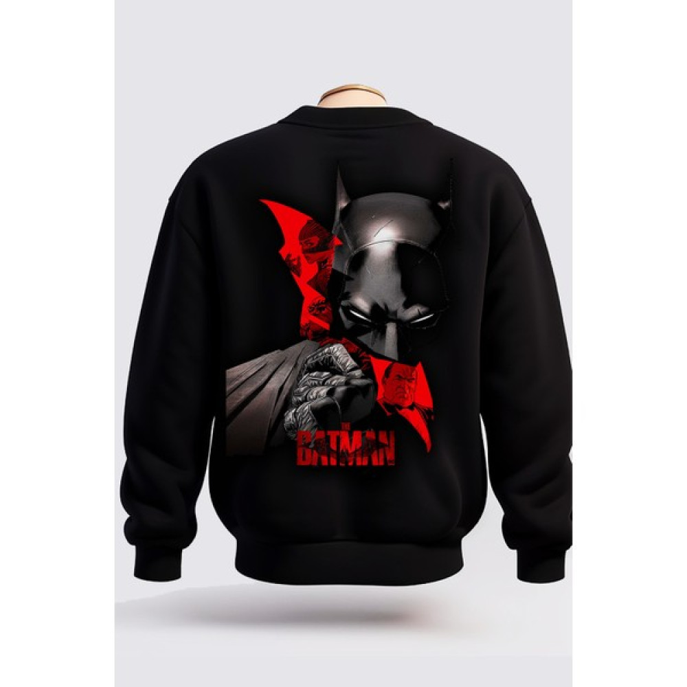 Lush Blood Siyah Sweat Batman Baskılı %100 Pamuk Erkek Sweatshirt Fiyatı