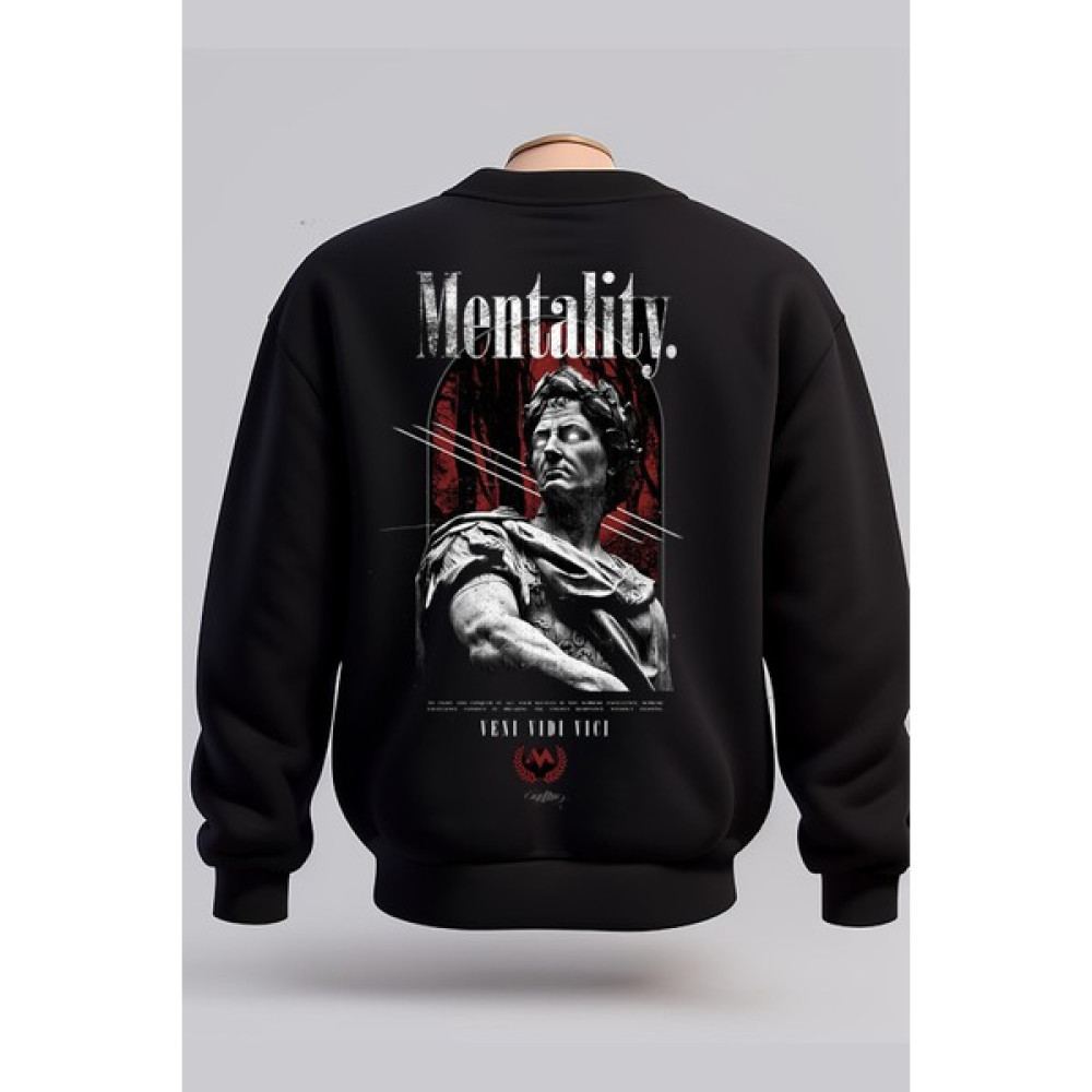 Lush Blood Siyah Sweat Mentality Baskılı Oversize Erkek Sweatshirt Fiyatı