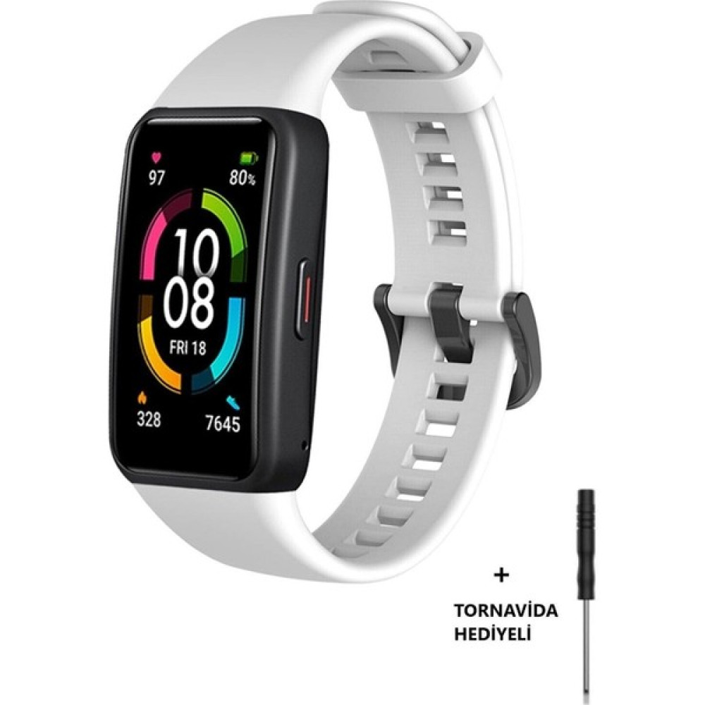 Lushness Huawei Band 6 ve Honor Band 6 Uyumlu Soft Silikon Kordon Kayış - Beyaz Giyilebilir Teknoloji Aksesuarları Fiyatı