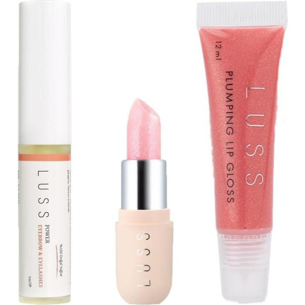 Luss Lip Gloss Dudak Parlatıcısı No8 Dudak Balm No1 ve Kaş Kirpik Besleyici Serum 3lü Set Rujlar & Dudak Parlatıcıları Fiyatı