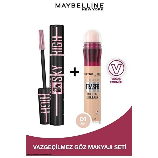 Luua Maybelline New York Lash Sensational Sky High Cosmic Black Maskara & Instant Anti Age Eraser Kapatıcı - 01 Light - Kahverengi Rimeller / Maskaralar Fiyatı