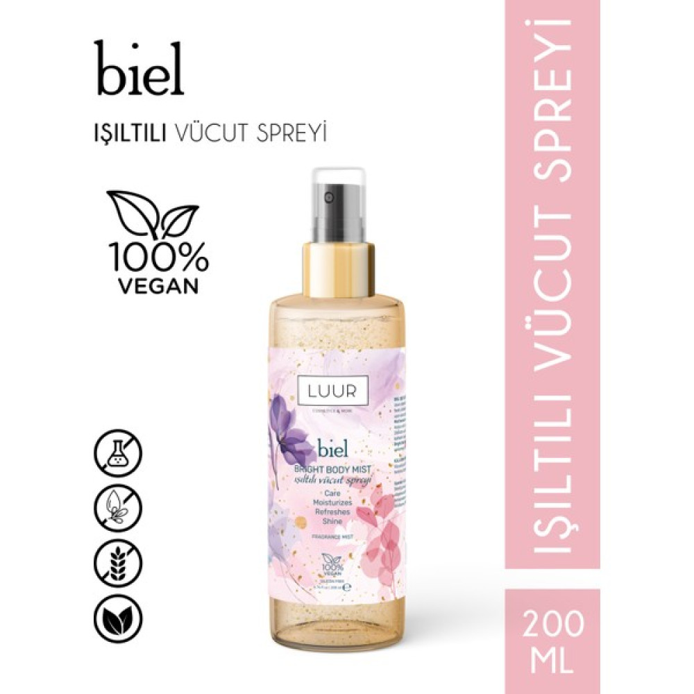 Luur Cosmetics & More Biel Vücut Spreyi Simli, Işıltılı Uzun Süre Kalıcı Koku, Nemlendiricili 200 ml Oto Boyaları Fiyatı