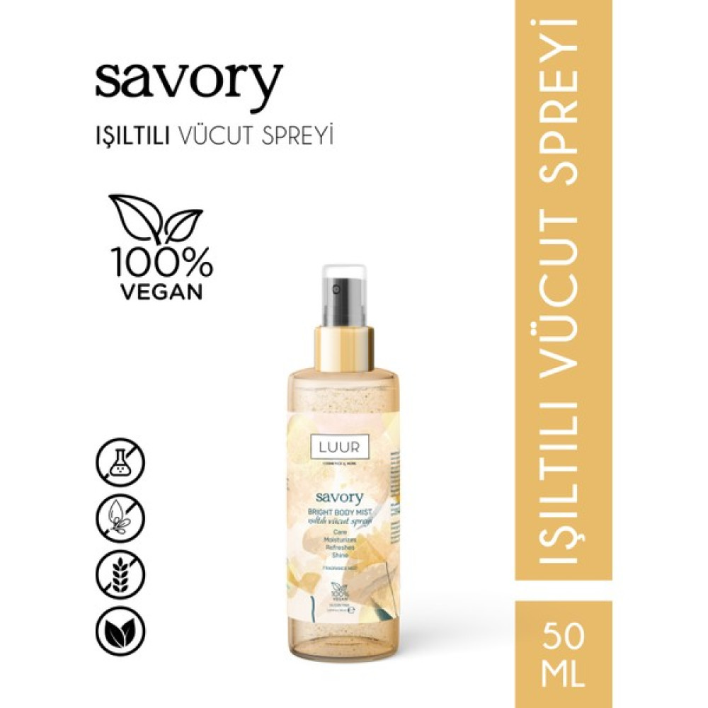 Luur Cosmetics & More Savory Vücut Spreyi Simli, Işıltılı, Uzun Süre Kalıcı Koku, Nemlendiricili 50 Ml 8683023000879 Kadın Parfümleri Fiyatı
