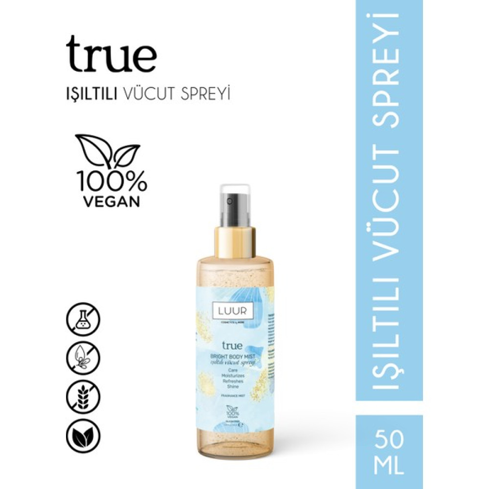 Luur Cosmetics & More True Vücut Spreyi Simli, Işıltılı Uzun Süre Kalıcı Koku, Nemlendiricili 50 Ml 8683023000855 Kadın Parfümleri Fiyatı