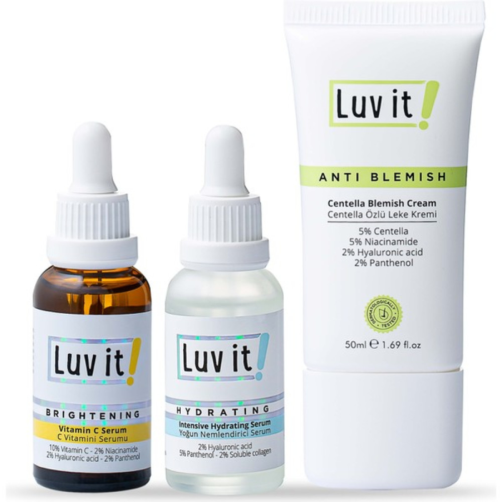 Luv it! Yoğun Nemlendirici Serum + C Vitamini Serumu + Centella Özlü Leke Kremi (3'lü Cilt Bakım Seti) Cilt ve Yüz Bakımı Fiyatı