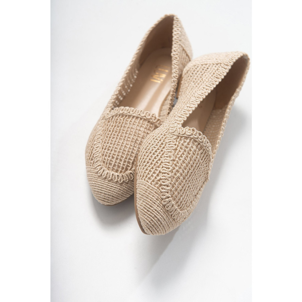 LuviShoes Kadın Krem Örme Babet Ayakkabı 36 Beden Babetler Fiyatı