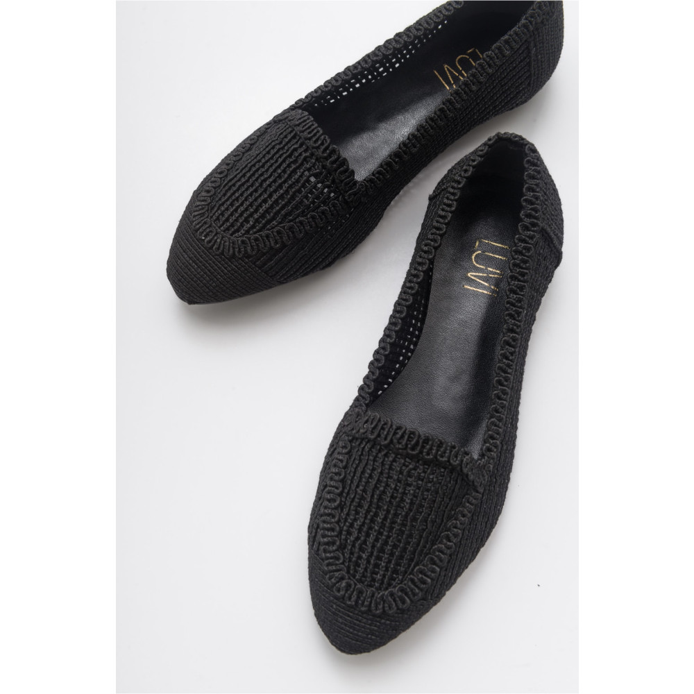 LuviShoes Kadın Siyah Örme Babet Ayakkabı 101 39 Beden Babetler Fiyatı