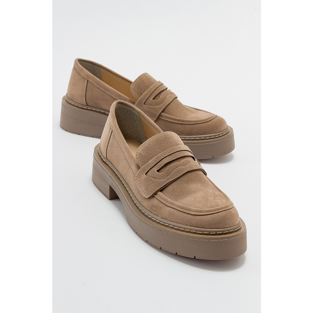 LuviShoes Koyu Bej Süet Kadın Loafer 40 Beden Kadın Günlük Ayakkabıları Fiyatı