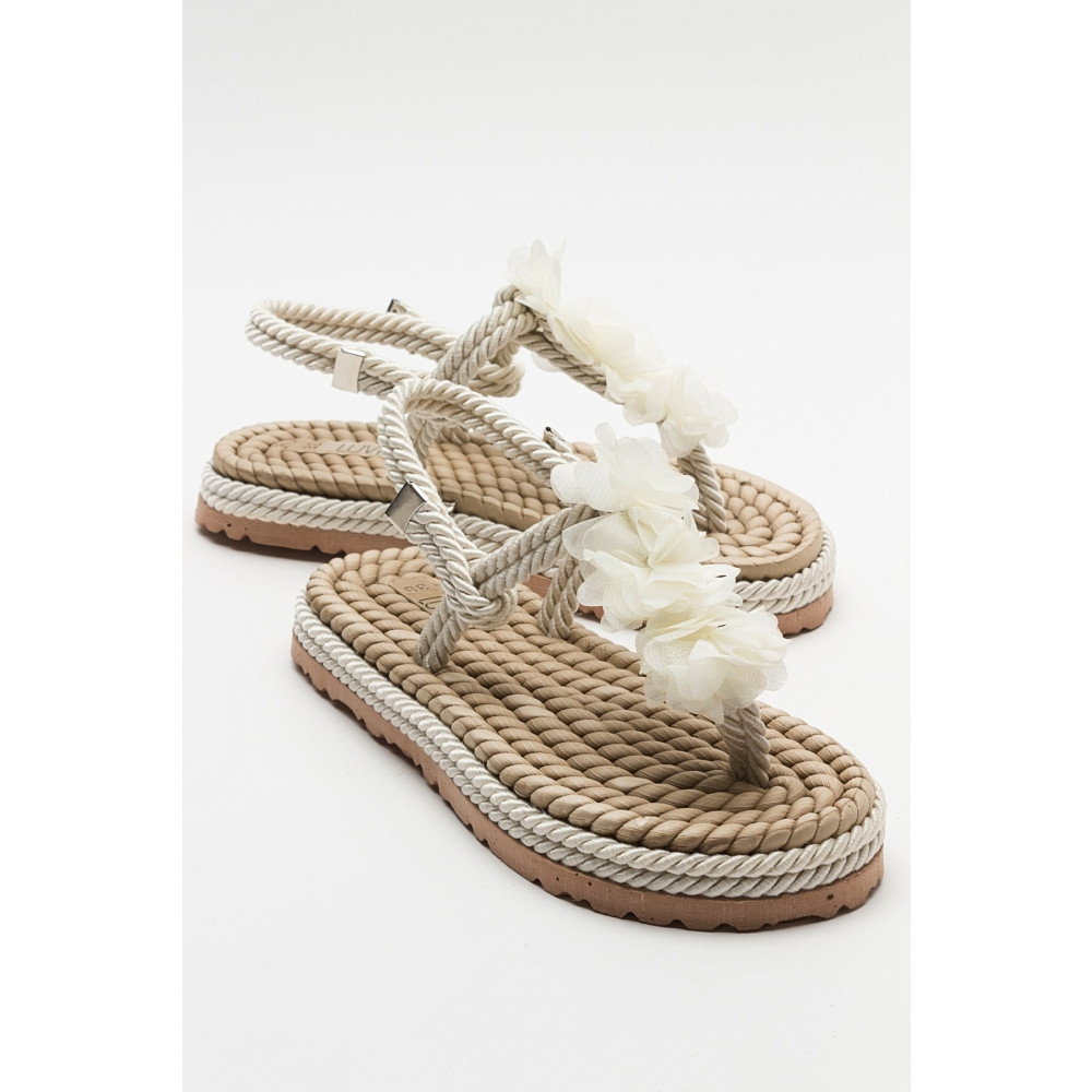 LuviShoes SANTRA Bej Parmak Arası Kadın Sandalet 39 Beden Unisex Sandalet Fiyatı