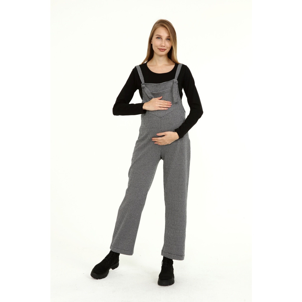 Luvmabelly Myra6150 Kışlık Uzun Kazayağı Desen Hamile Salopet Gri 3XL Beden Hamile Giyim Fiyatı