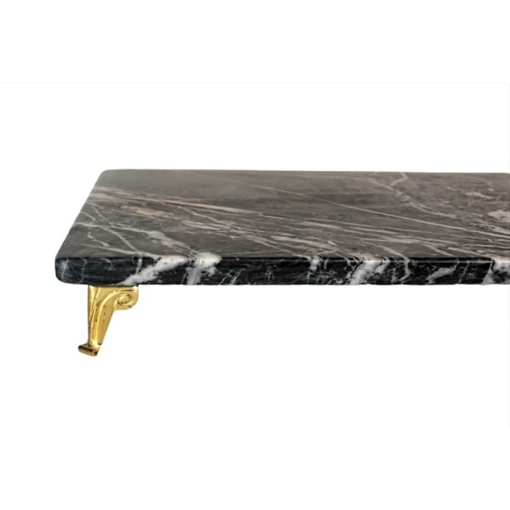 Lux And Marble Dark Sahara - Pirinç Ayaklı Siyah Mermer Servis - Sunumluk Mutfak Gereçleri Fiyatı