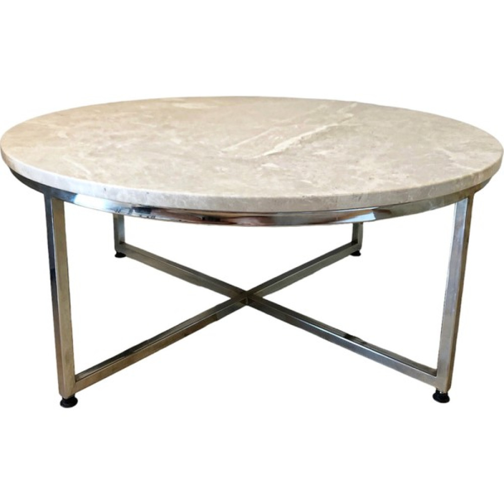 Lux And Marble Lux & Marble Elite - Krom Ayaklı Yuvarlak Bej Mermer Sehpa Orta Sehpa Fiyatı