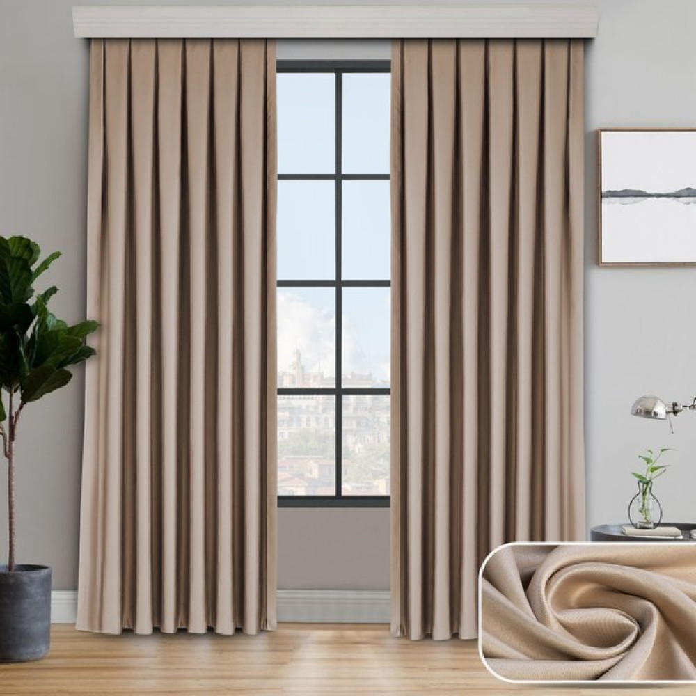 Lüx Desing Bej Karatma Blackout Düz Dikim Perde %85 Geçirmezlik - Acı Kahverengi - 150 x 260 cm Fon Perde Fiyatı
