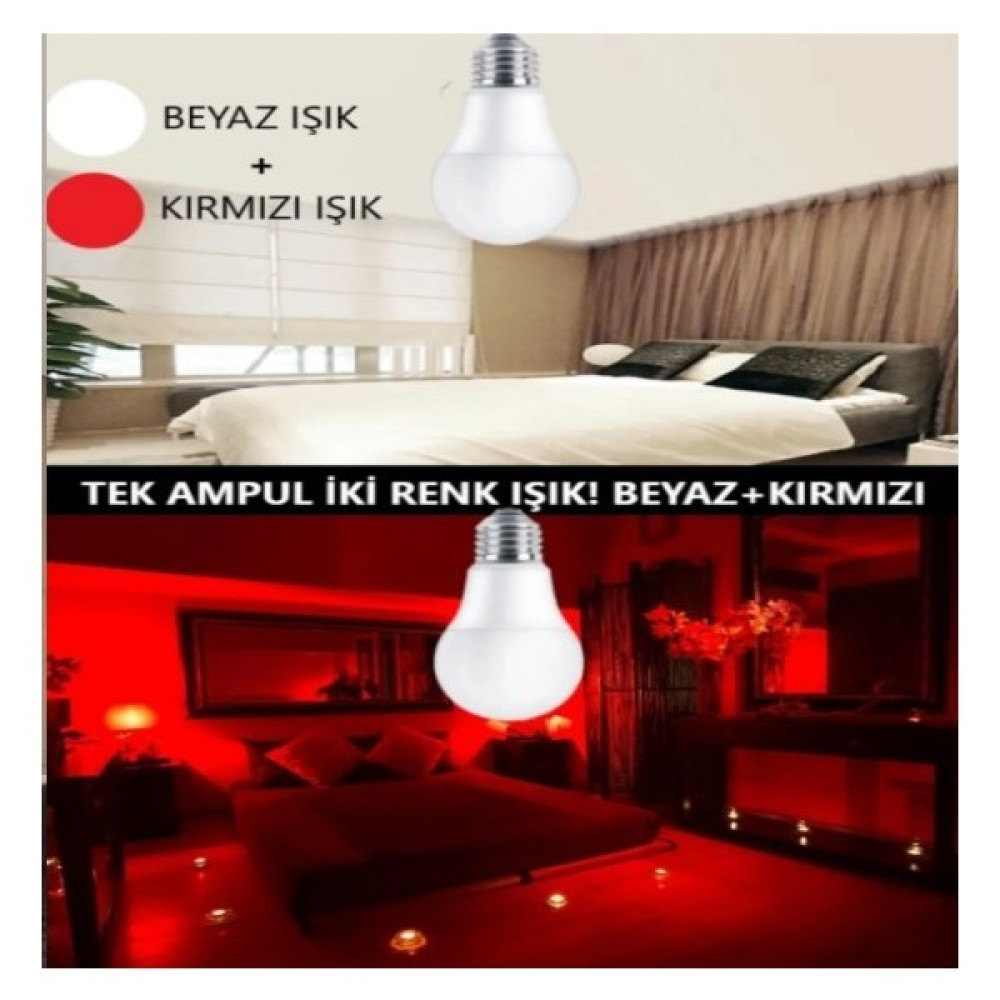Lux Home Gece Işığı Modlu Yüksek Işıklı Uzun Ömürlü LED Ampul 9+2W Beyaz + Kırmızı E27 Duy - Beyaz - Kırmızı Led Aydınlatmalar Fiyatı
