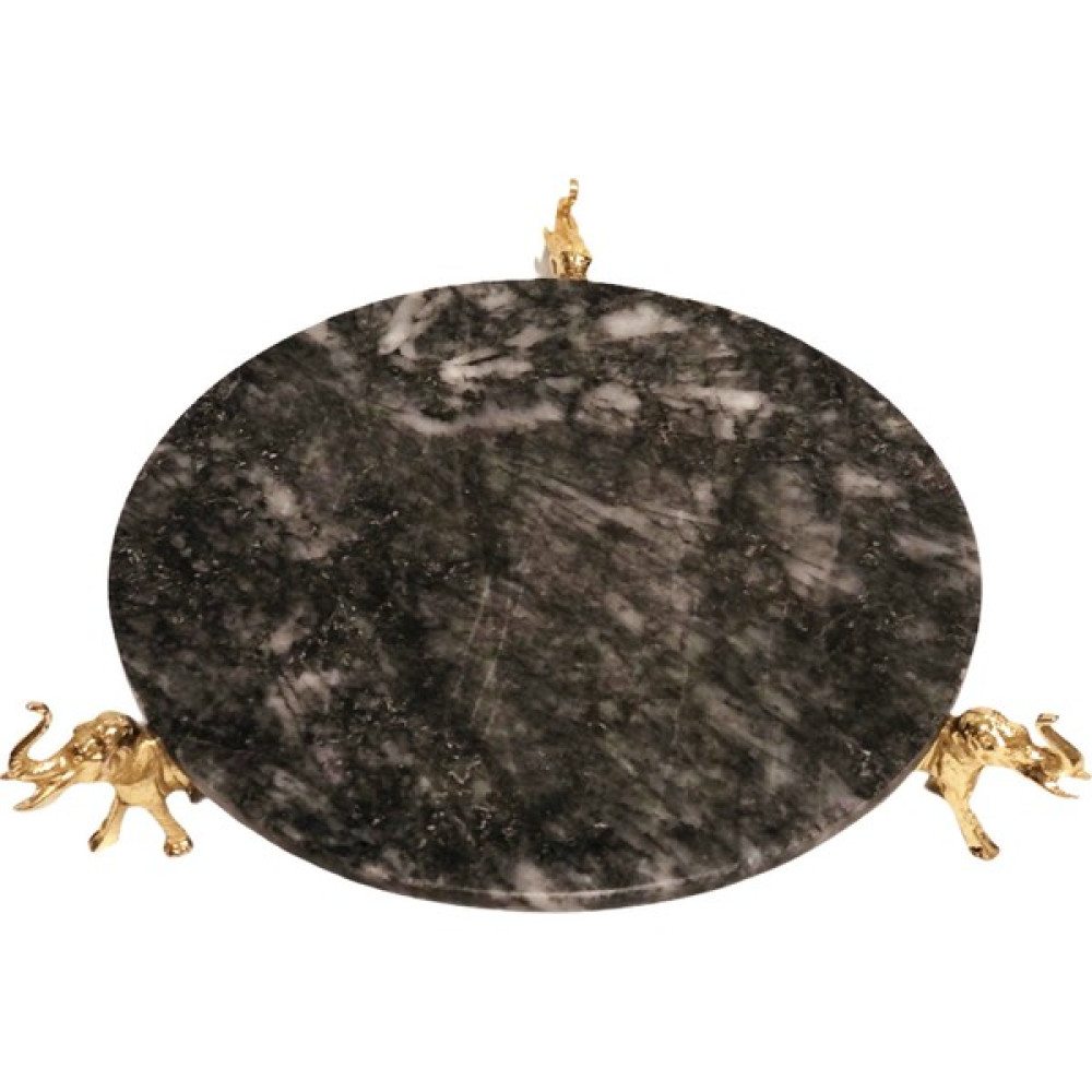 Lux & Marble Black Delhi - Pirinç Filler Üstünde Yuvarlak Siyah Mermer Sunumluk Mutfak Gereçleri Fiyatı