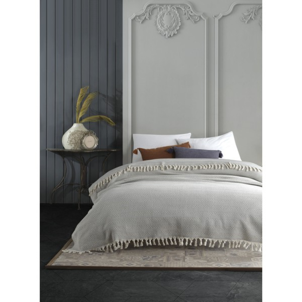 Lux Touch | Azure Gri Çift Kişilik Pike | 200 x 230 cm | Yatak Örtüsü | Koltuk Örtüsü | Pamuklu Pike & Pike Takımı Fiyatı