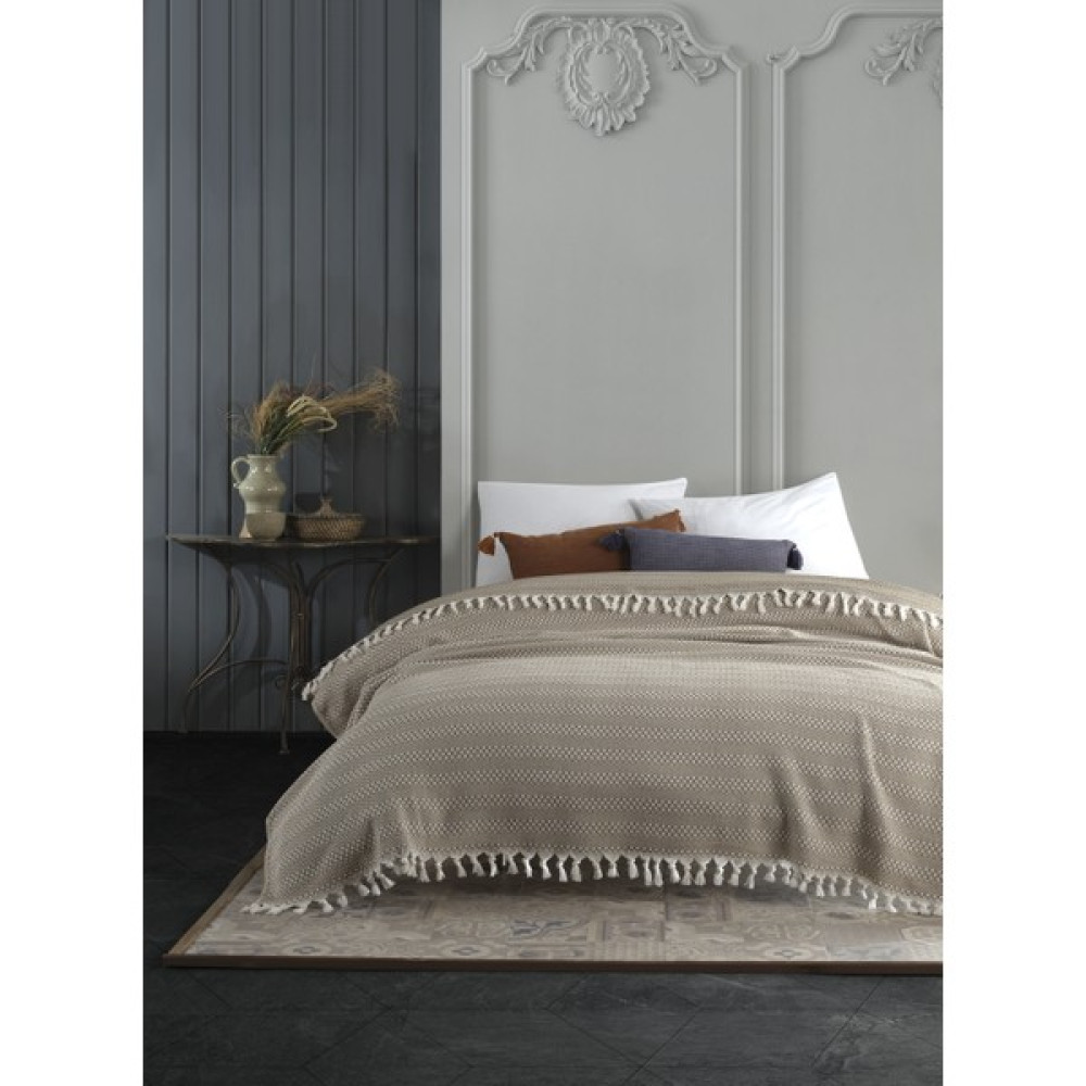 Lux Touch | Azure Hardal Tek Kişilik Pike | 145X200 cm | Yatak Örtüsü | Koltuk Örtüsü | Pamuklu - Krem - Sarı Pike & Pike Takımı Fiyatı