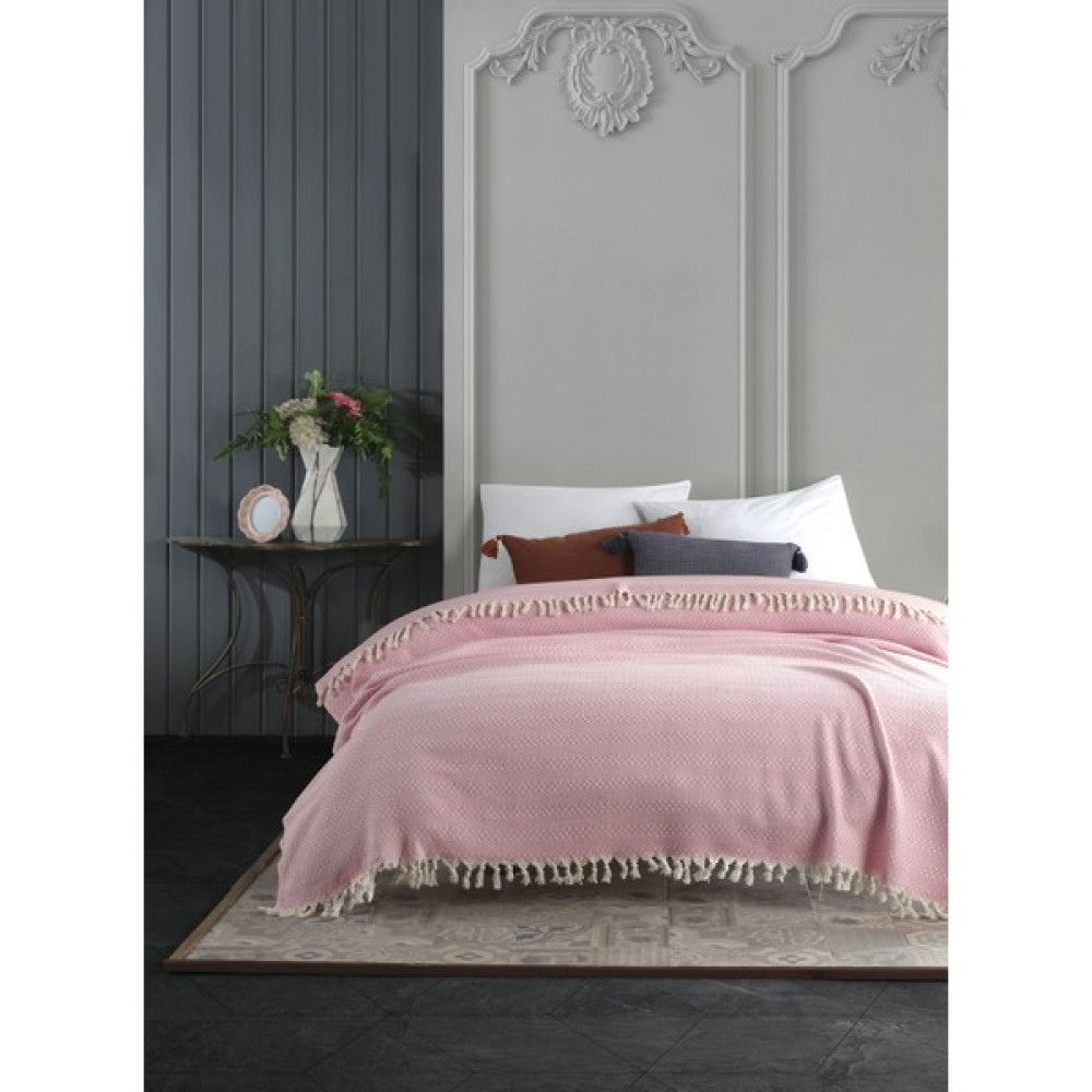 Lux Touch | Azure Pembe Tek Kişilik Pike | 145X200 cm | Yatak Örtüsü | Koltuk Örtüsü | Pamuklu - Krem - Pembe Pike & Pike Takımı Fiyatı