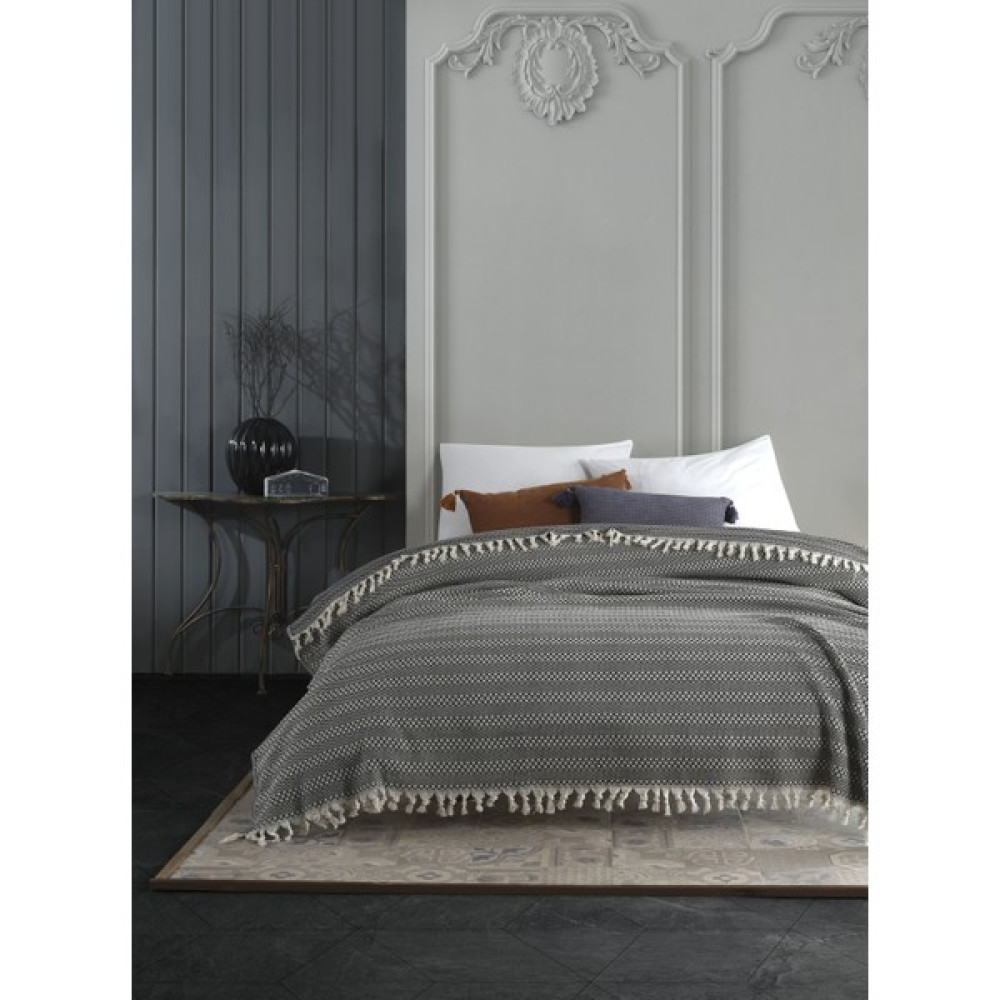 Lux Touch | Azure Siyah Çift Kişilik Pike | 200 x 230 cm | Yatak Örtüsü | Koltuk Örtüsü | Pamuklu Pike & Pike Takımı Fiyatı