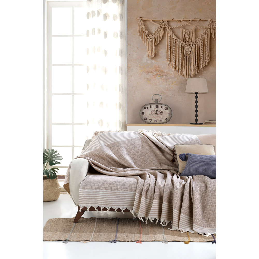 Lux Touch Bergama Bej Buldan Koltuk Örtüsü 170 X 210 Cm Koltuk Şalı Kanepe Çekyat Örtüsü Pamuklu Throw Koltuk & Kanepe Örtüsü Fiyatı