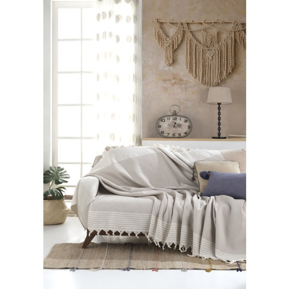 Lux Touch | Bergama | Bej Dokuma Koltuk Örtüsü | Koltuk Şalı | 170X220 cm | Çekyat Örtüsü | Pamuklu - 170 x 220 cm Koltuk & Kanepe Örtüsü Fiyatı