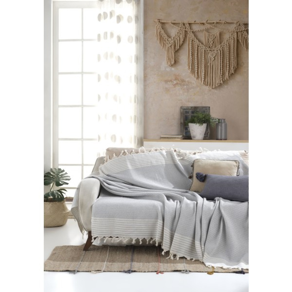 Lux Touch | Bergama | Gri Dokuma Koltuk Örtüsü | Koltuk Şalı | 170X220 cm | Çekyat Örtüsü | Pamuklu - 170 x 220 cm Koltuk & Kanepe Örtüsü Fiyatı