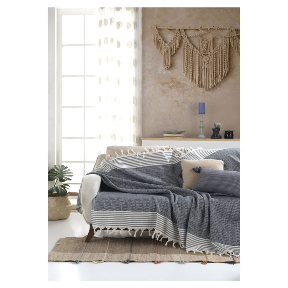 Lux Touch Bergama Indigo Buldan Koltuk Örtüsü 170 X 210 Cm Koltuk Şalı Kanepe Çekyat Örtüsü Pamuklu Throw Koltuk & Kanepe Örtüsü Fiyatı