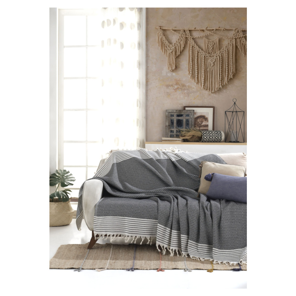 Lux Touch Bergama Siyah Buldan Koltuk Örtüsü 170 X 200 Cm Koltuk Şalı Kanepe Çekyat Örtüsü Pamuklu Throw Koltuk & Kanepe Örtüsü Fiyatı