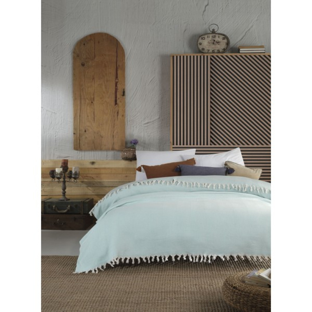 Lux Touch | Lily Mint Çift Kişilik Yatak Örtüsü | Pike | 200 x 230 cm | Pamuklu Yatak Örtüsü Fiyatı