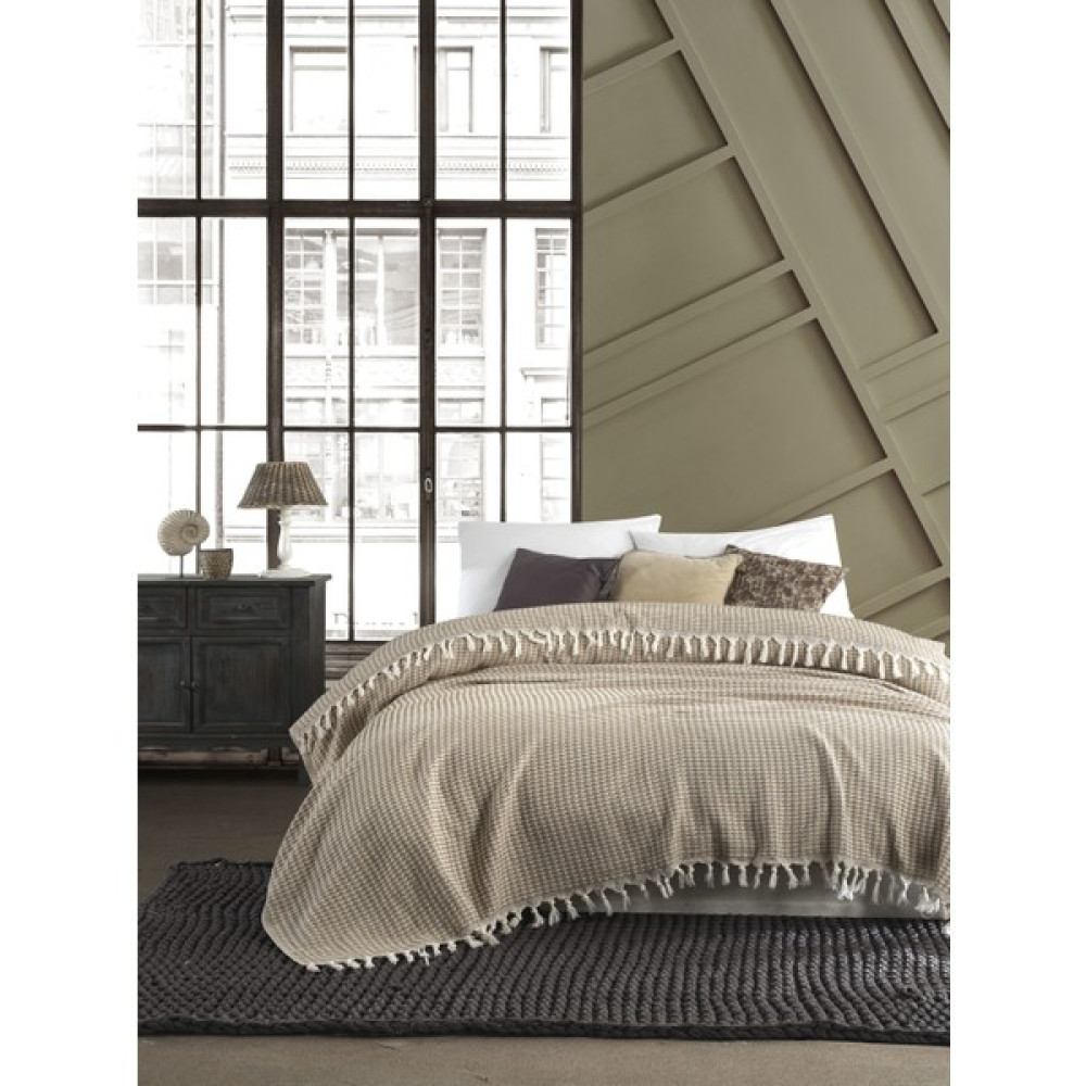 Lux Touch Ruby Hardal Çift Kişilik Pike 200X230 cm Yatak Koltuk Kanepe Örtüsü Pamuklu Dokuma Püsküllü Pike & Pike Takımı Fiyatı