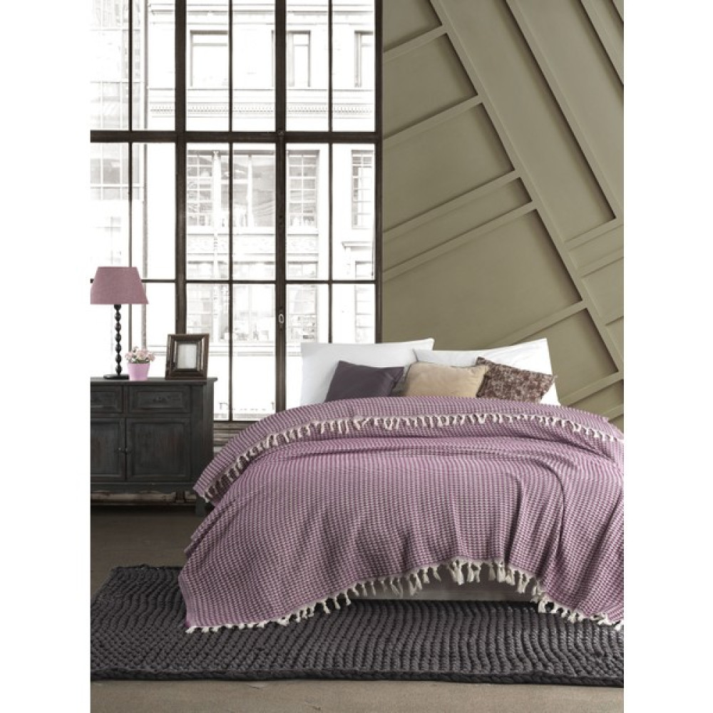 Lux Touch Ruby Mürdüm Çift Kişilik Pike 200X230 cm Yatak Koltuk Kanepe Örtüsü Pamuklu Dokuma Püsküllü Pike & Pike Takımı Fiyatı