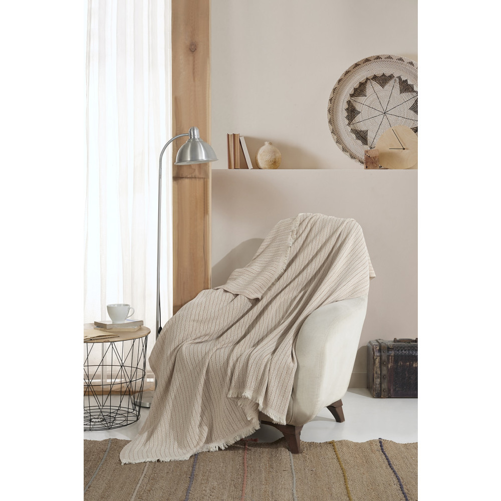 Lux Touch Vera Bej Tekli Koltuk Berjer Örtüsü Şalı 150 X 200 Cm Tv Battaniyesi Throw Pamuklu Koltuk & Kanepe Örtüsü Fiyatı