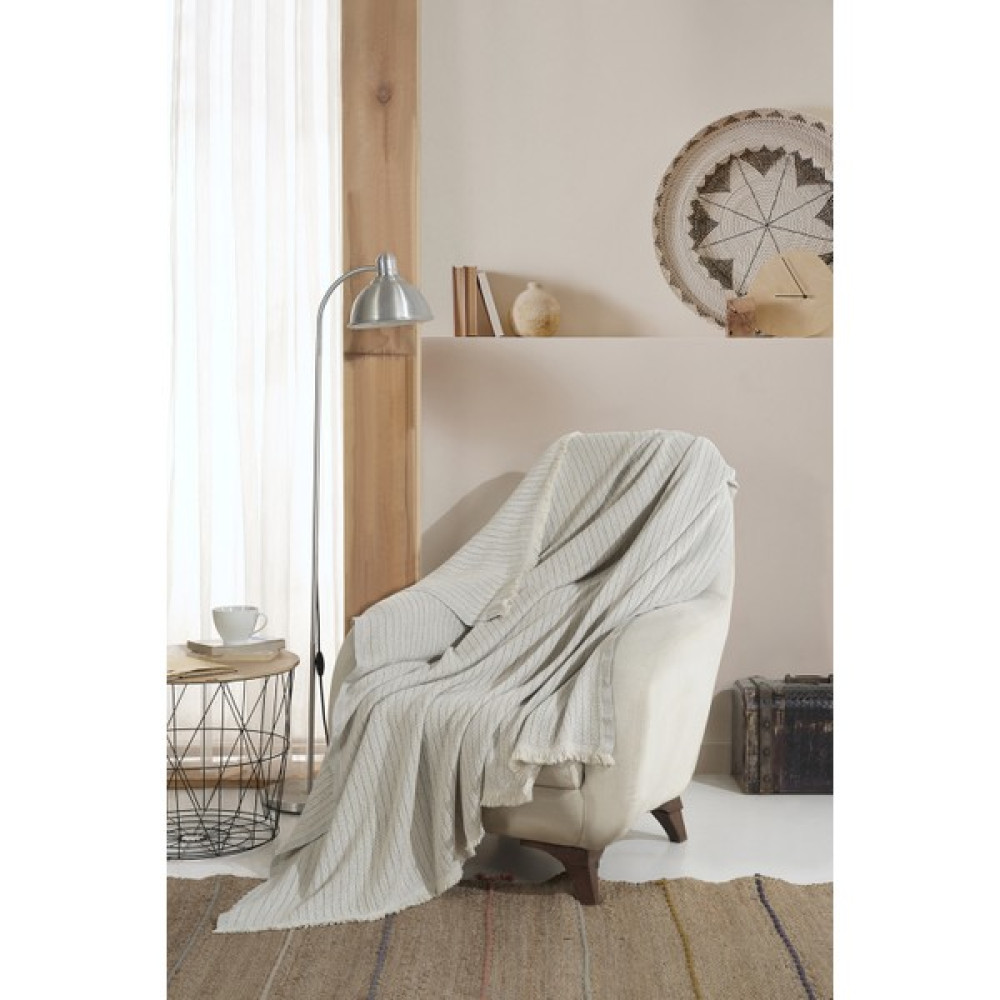 Lux Touch Vera Gri Tekli Koltuk Berjer Örtüsü Şalı 150 x 200 cm Tv Battaniyesi Throw Pamuklu Koltuk & Kanepe Örtüsü Fiyatı