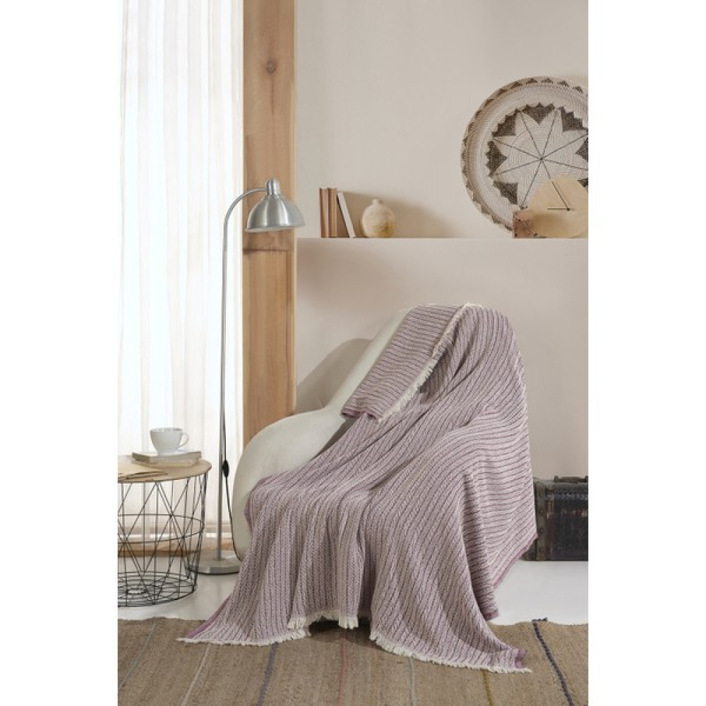 Lux Touch Vera Mürdüm Tekli Koltuk Berjer Örtüsü Şalı 150 x 200 cm Tv Battaniyesi Throw Pamuklu Koltuk & Kanepe Örtüsü Fiyatı