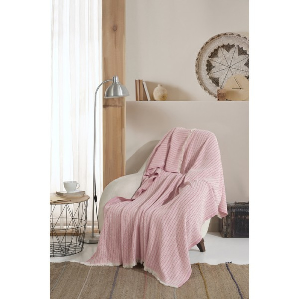 Lux Touch Vera Pembe Tekli Koltuk Berjer Örtüsü Şalı 150 x 200 cm Tv Battaniyesi Throw Pamuklu Koltuk & Kanepe Örtüsü Fiyatı